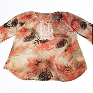 Laura Ashley Flowey Hawaiian Floral Blouse Size L